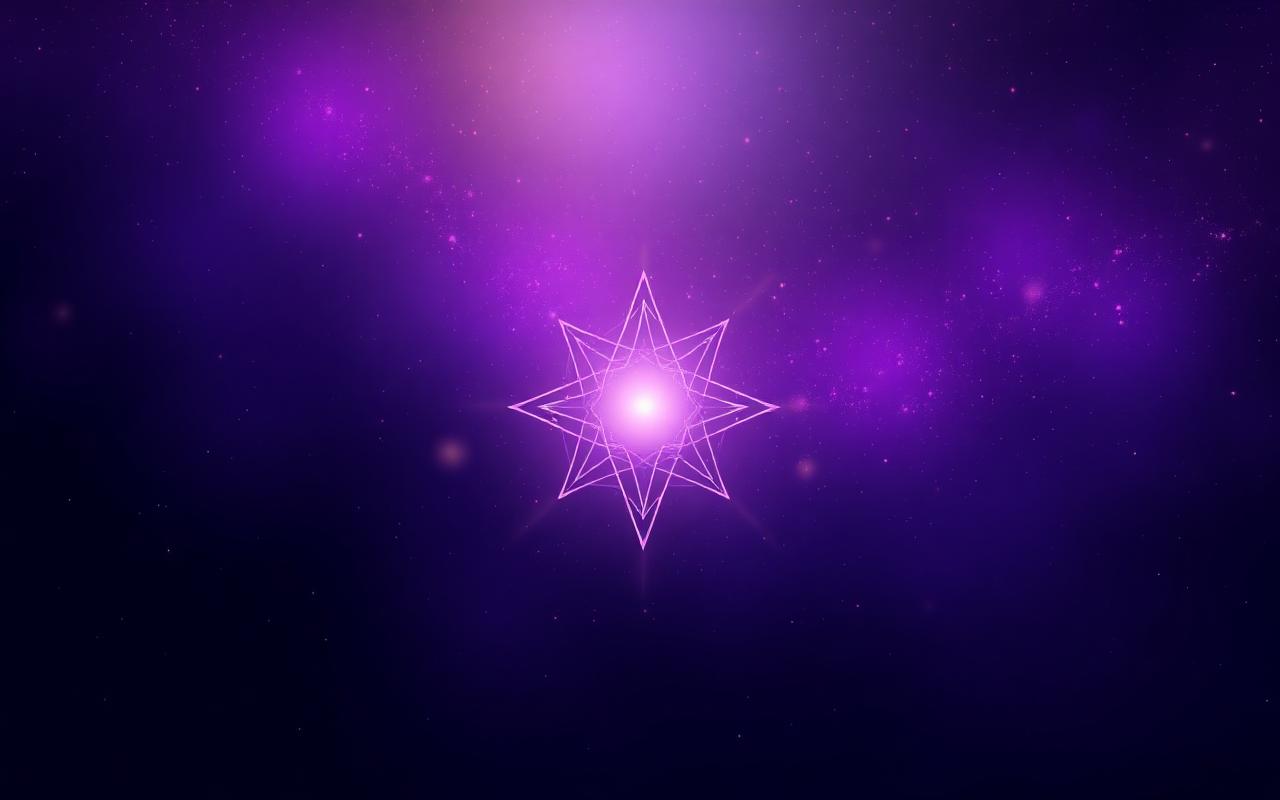 Soft violet and gold aura light with faint sacred geometry
